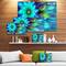 Designart - Massive Blue Green Fractal Flower - Floral Canvas Art Print